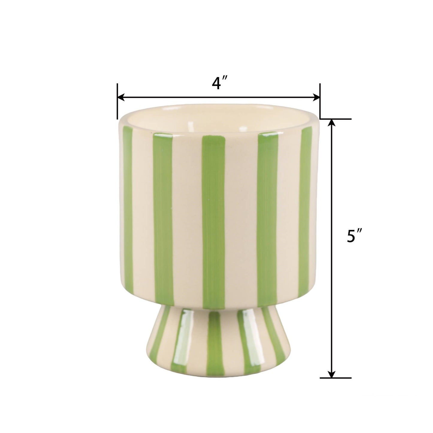 13 oz Green Stripe Pedestal Glass Candle – Cavana