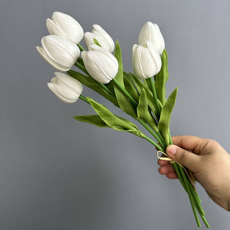 Faux PU Real Touch Tulip Flower Bunch, Spring Tulip Set of 7