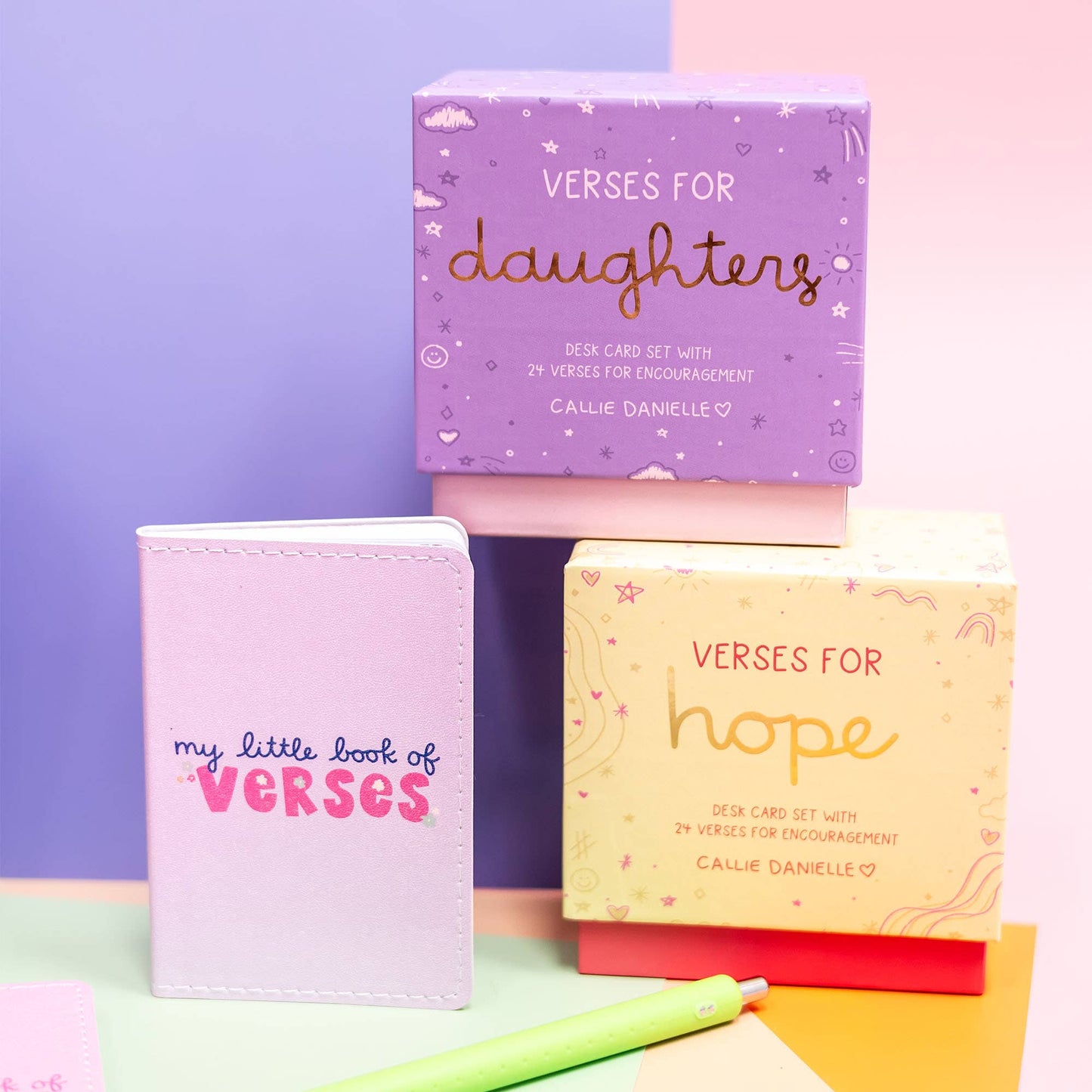 Verses for Daughters – Bible Verse Card Set + Display Stand