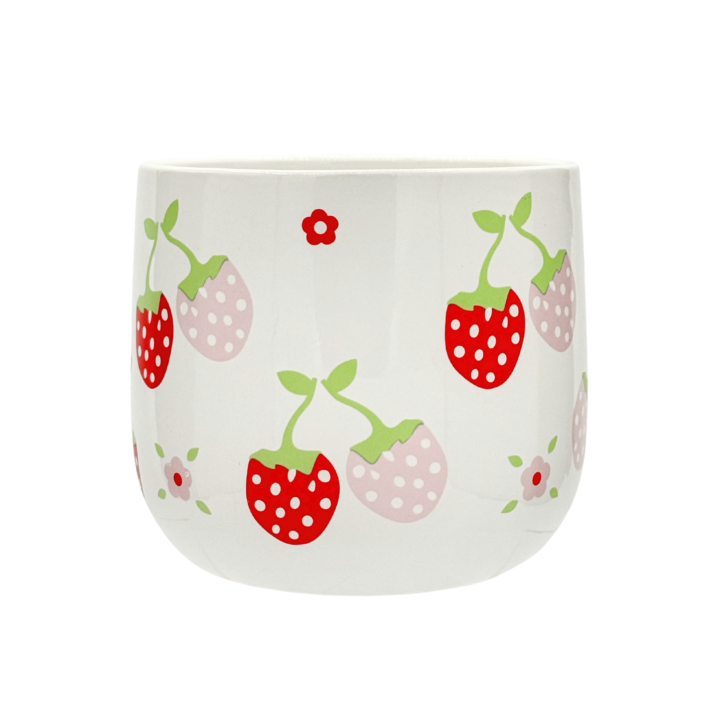4.9"D Strawberry Round Ceramic Pot