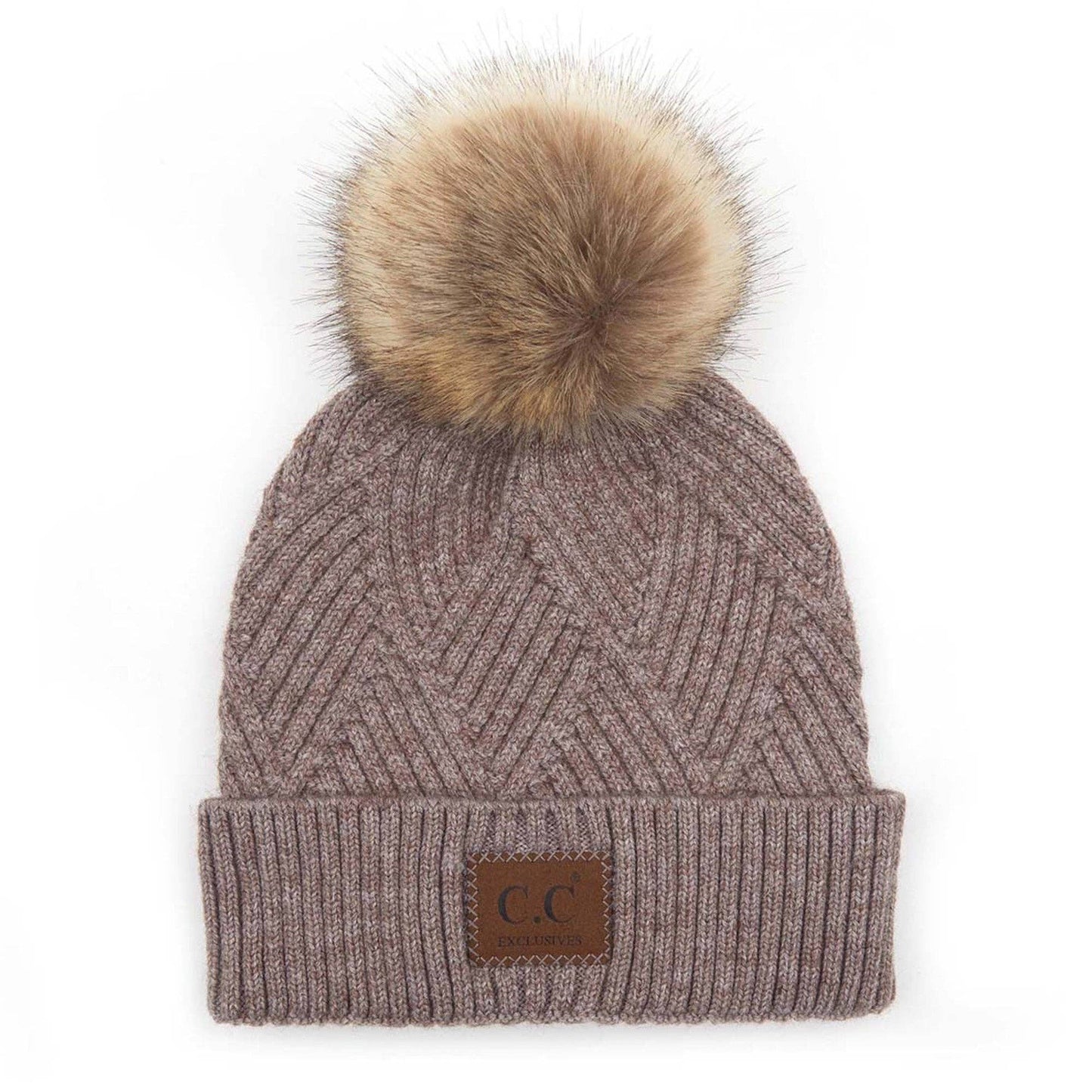 CC Criss-Cross Suede Patch Beanie ( HAT-2060 )