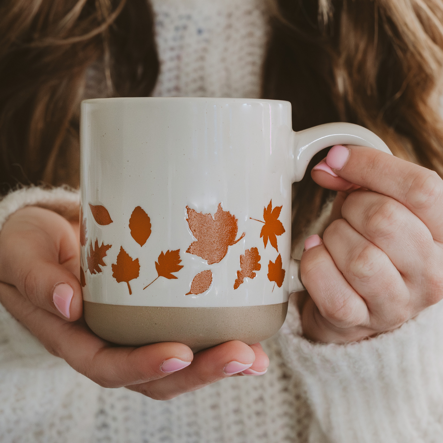 *NEW* Orange Leaves Stoneware Coffee Mug - Fall Decor