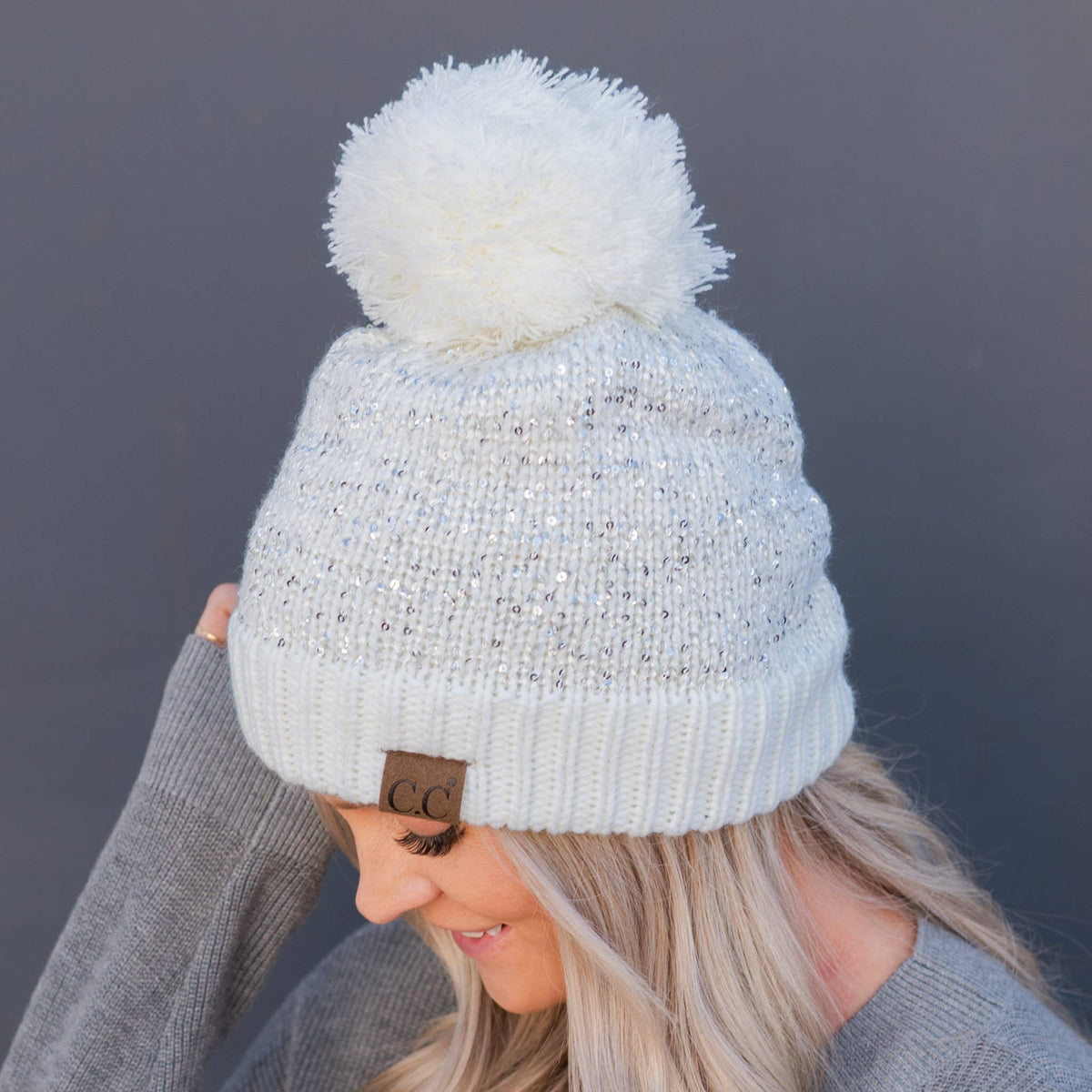 CC Sequin Pom Beanie ( HTE0034 )