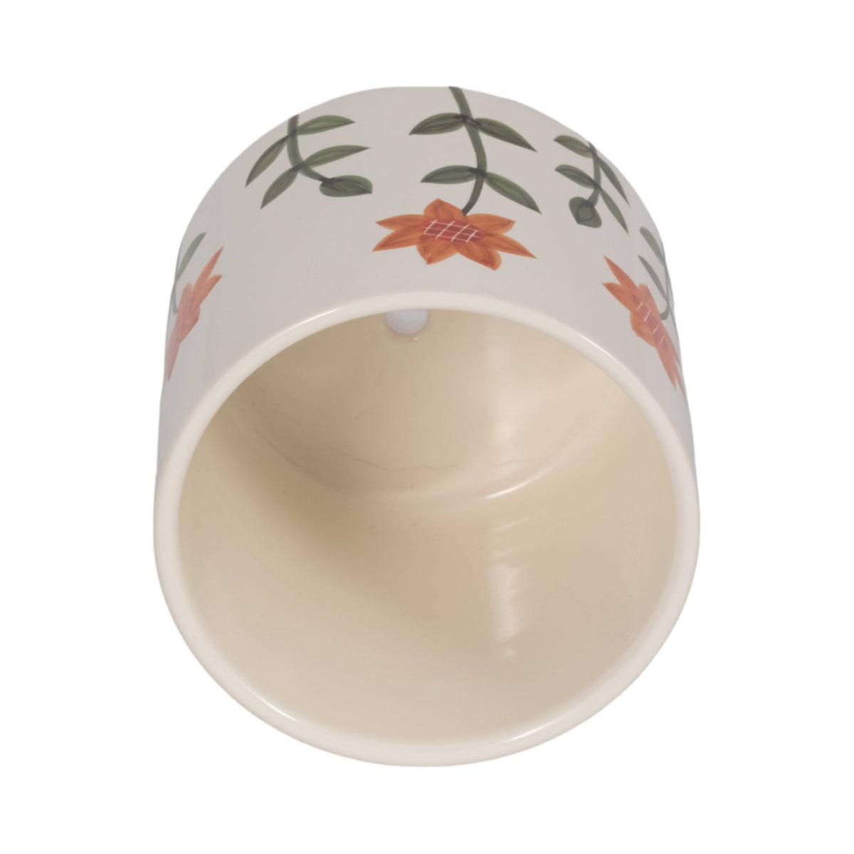 Plant Pot - White Ceramic Resin Footed Hand Painted, 6 in.