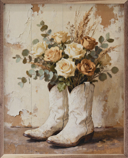 Wild White Roses In Boots