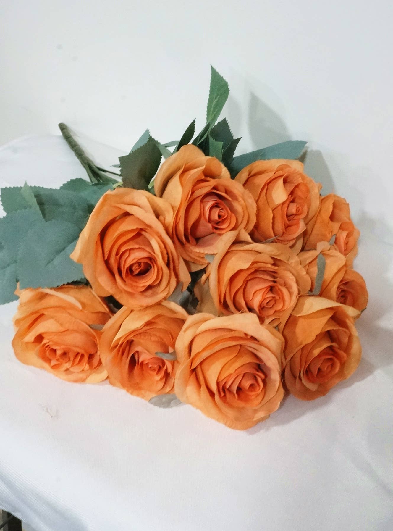 Princess Diana Rose Silk Artificial Flower Bunch, 10 Heads