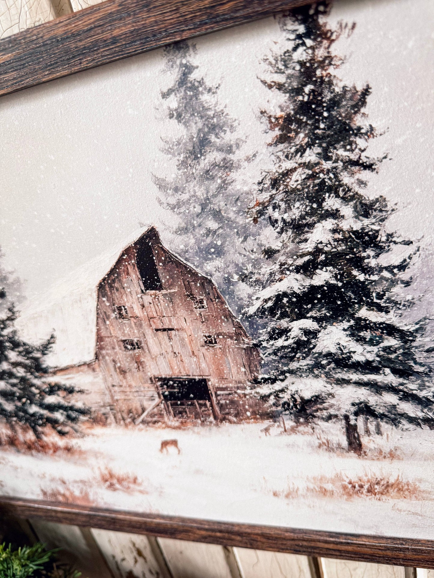 Natural Wood Barn in Winter Wood Sign