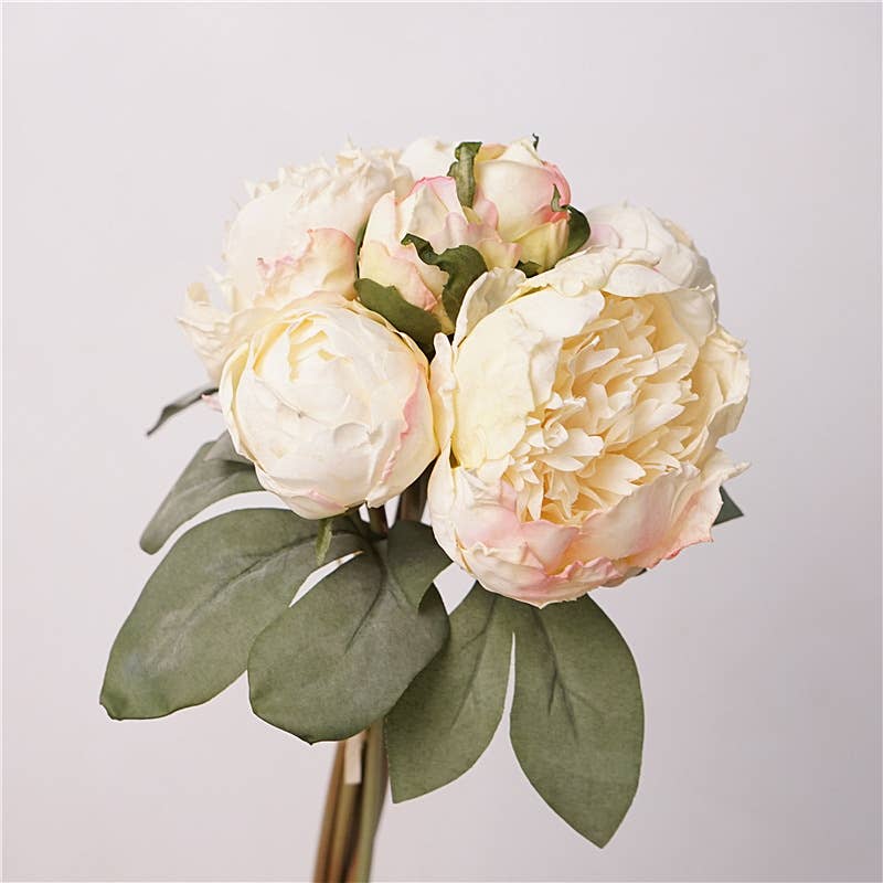 12''T Silk Peony Floral Bouquet, Spring Peonies, 7 Stems