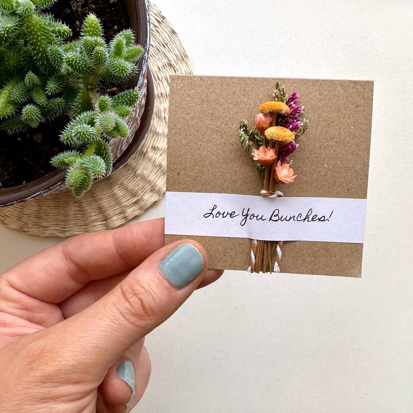 Love You Bunches Mini Orange Dried Floral Bouquet Card