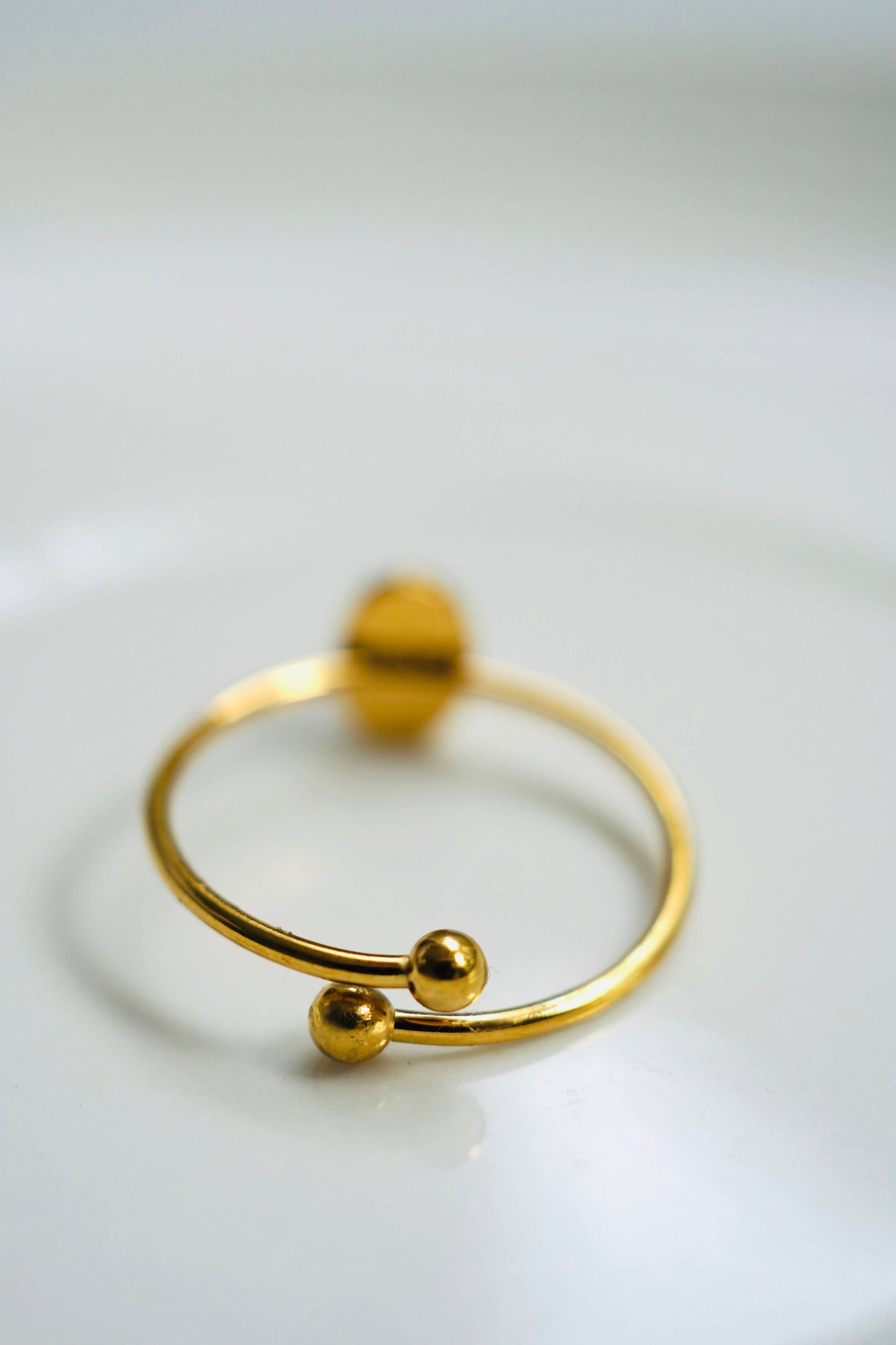 Oval Stone Minimalist Adjustable Ring in Gold