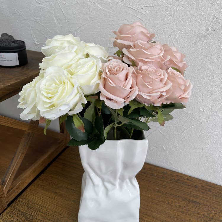 16''T Silk Rose Flower Bunch, 9 Heads, Multicolors