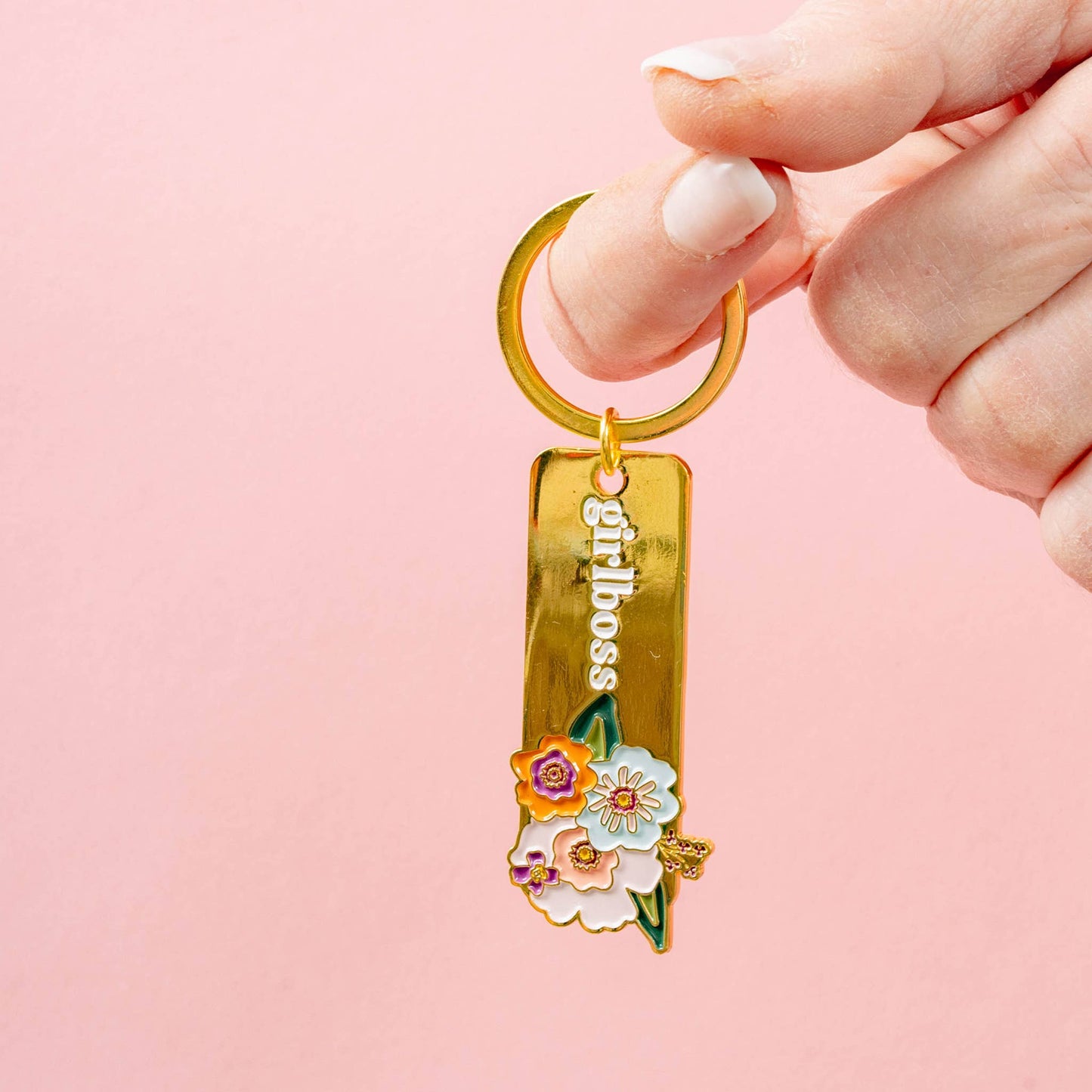 Enamel Floral Keychain - Girl Boss