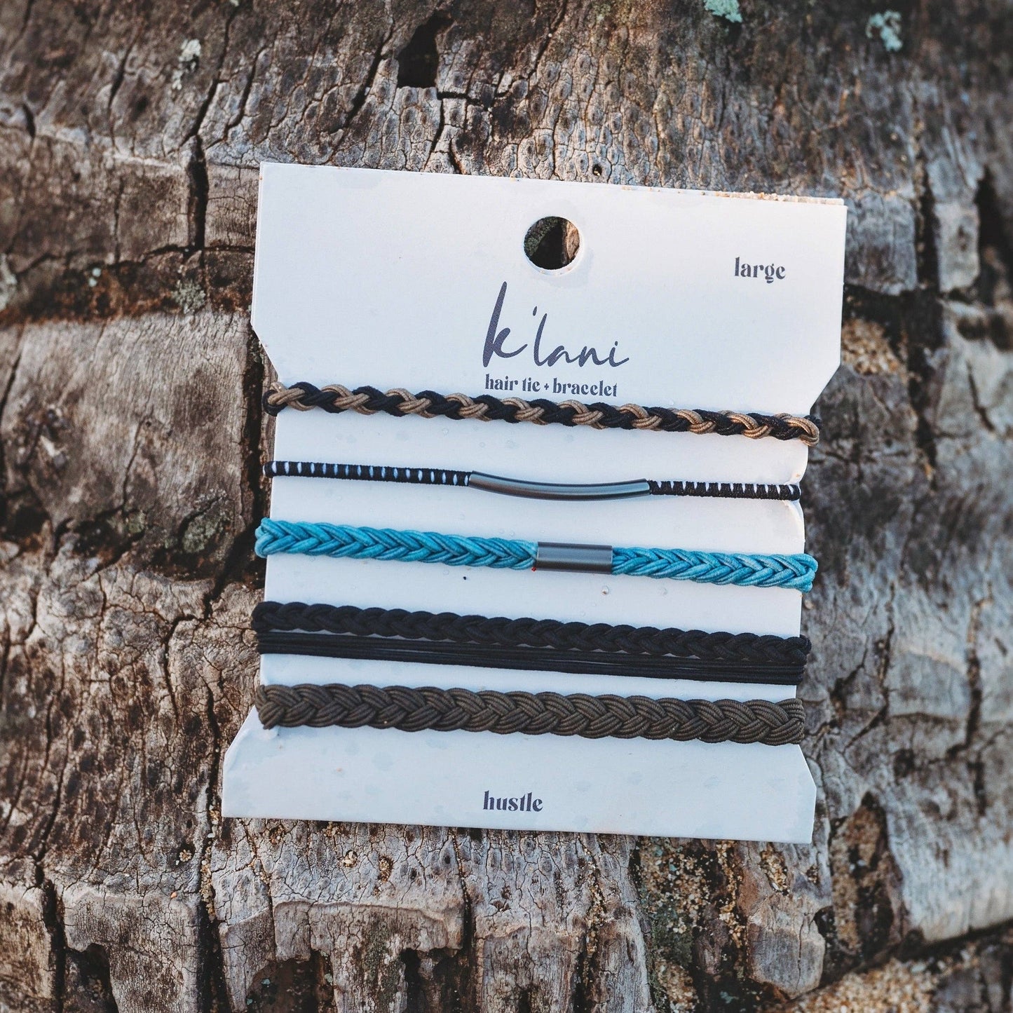 "Hustle" Brown Blue Black Hair Tie Bracelets