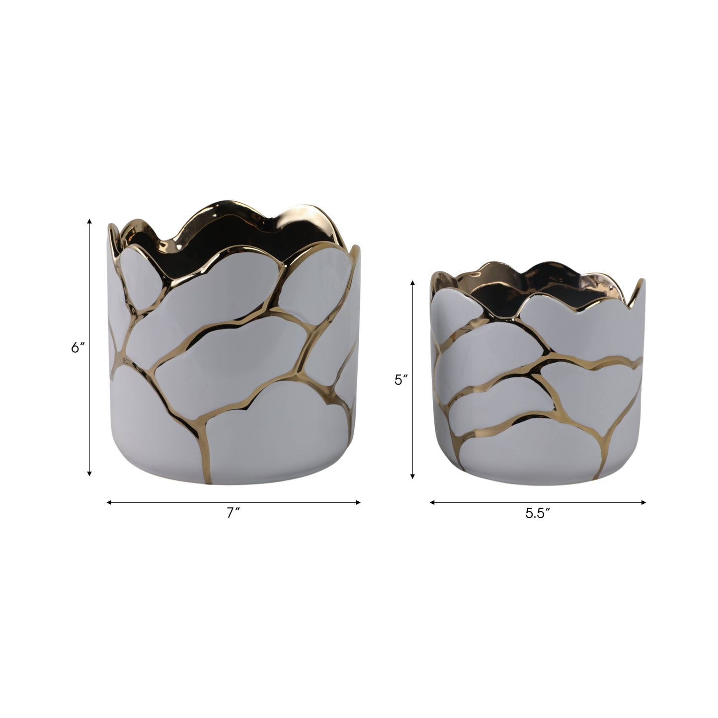 Resin Embossed Clouds Planters Set of 2 - White, 6/7 in.
