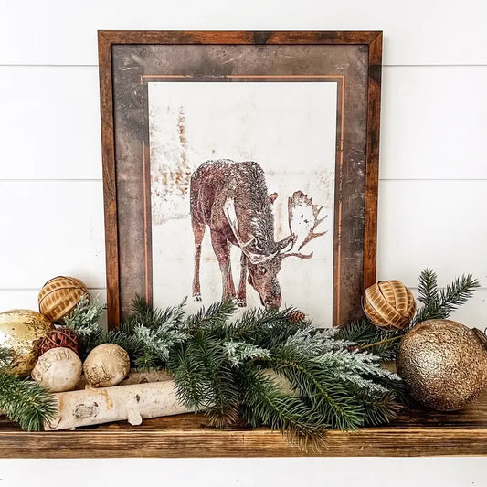 Rustic Winter Moose Print