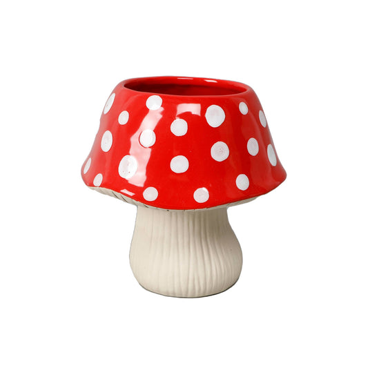 Red Polka Dot Mushroom Ceramic Planter