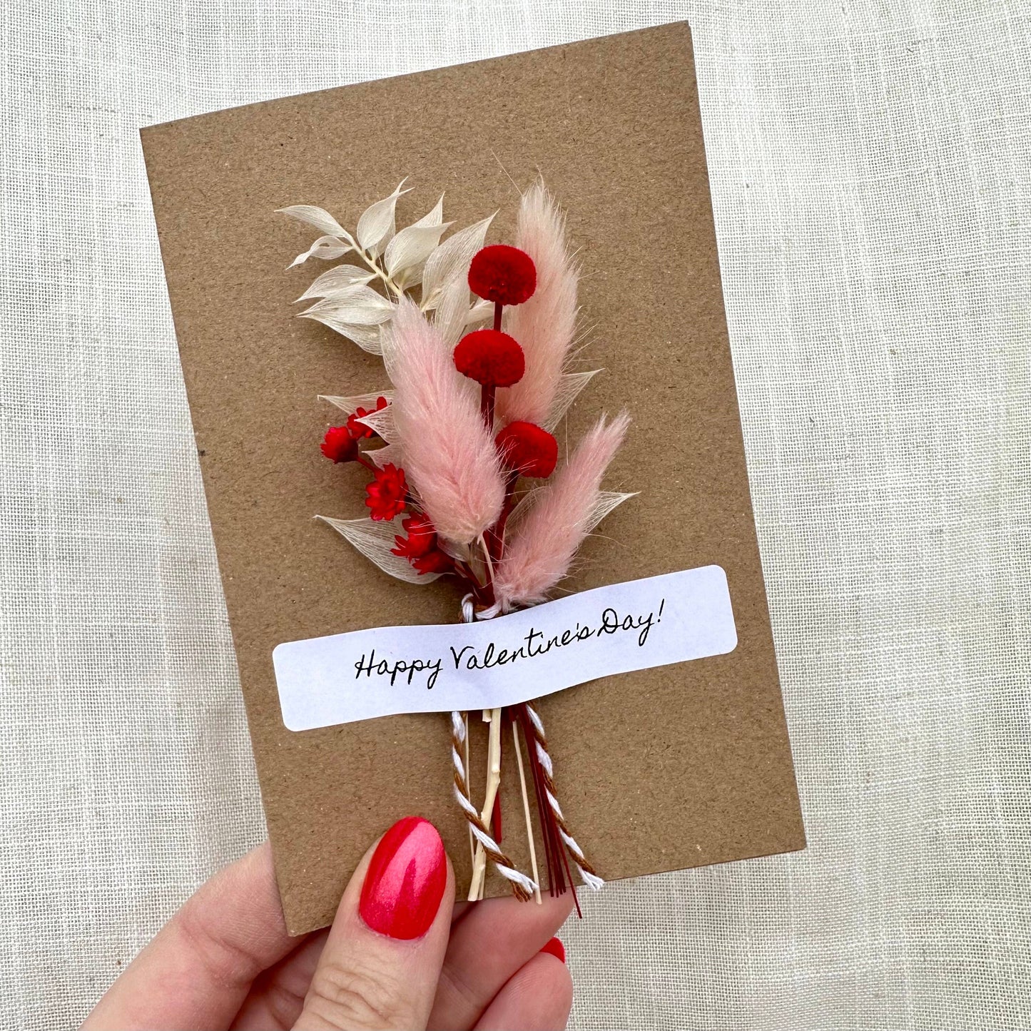 Valentine Mix Floral Bouquet Card With Real Flowers