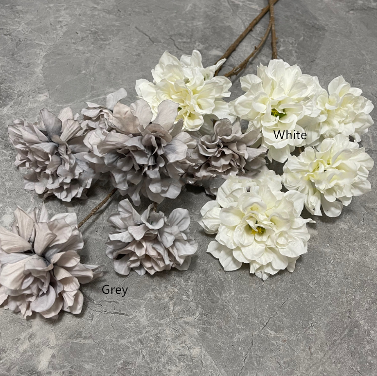 29''T Silk Hibiscus Peony Flower Stem, Boho Warm Brown Beige