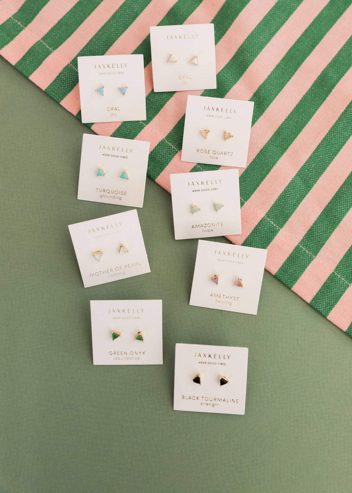 Mini Energy Gem - Mother of Pearl - Gold Earrings