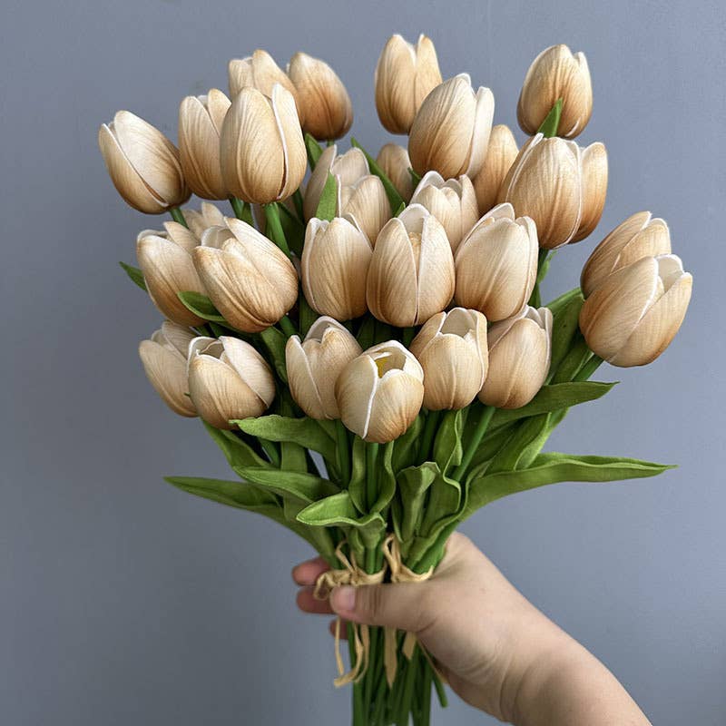 Faux PU Real Touch Tulip Flower Bunch, Spring Tulip Set of 7