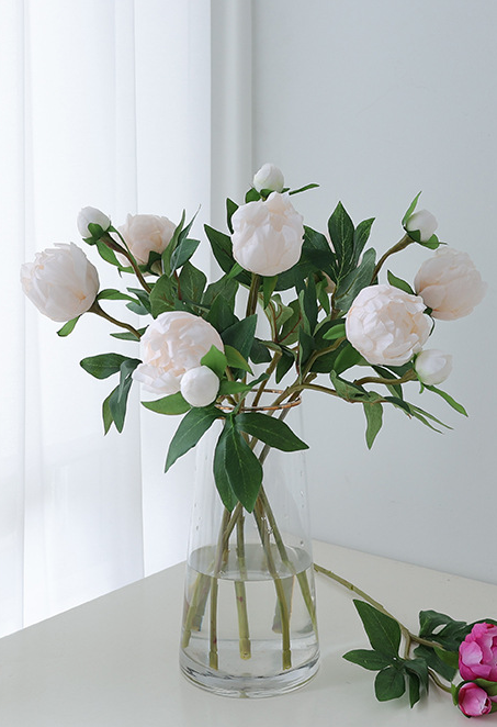 26''T Silk Artificial Peony Spray, Spring Blooming Peonies