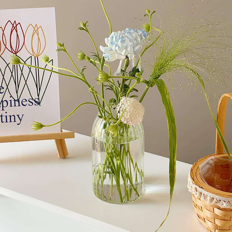 Stripes Clear Bud Vases, Borosilicate Light Weight Glass