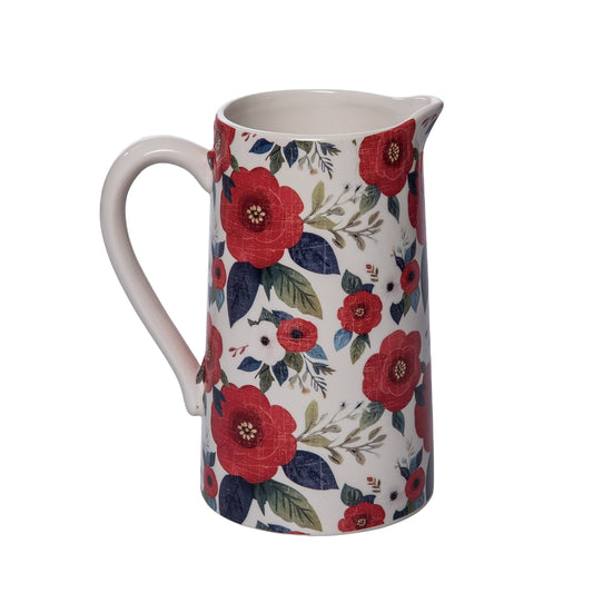 Patriotic Floral Ceramic Pitcher - B&B Design