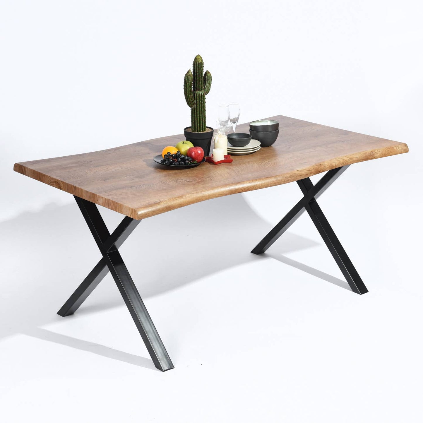63in Dining Table with Wave-Edge for Family Christmas