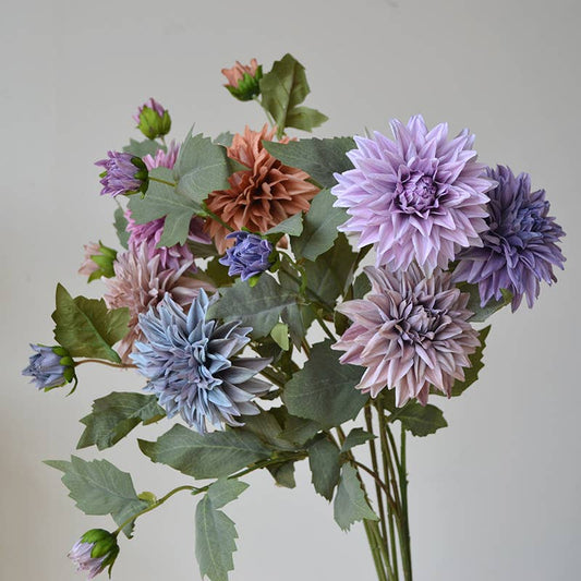 26''T Faux Silk Dahlia Flower Stem, Dahlia in Vintage Colors
