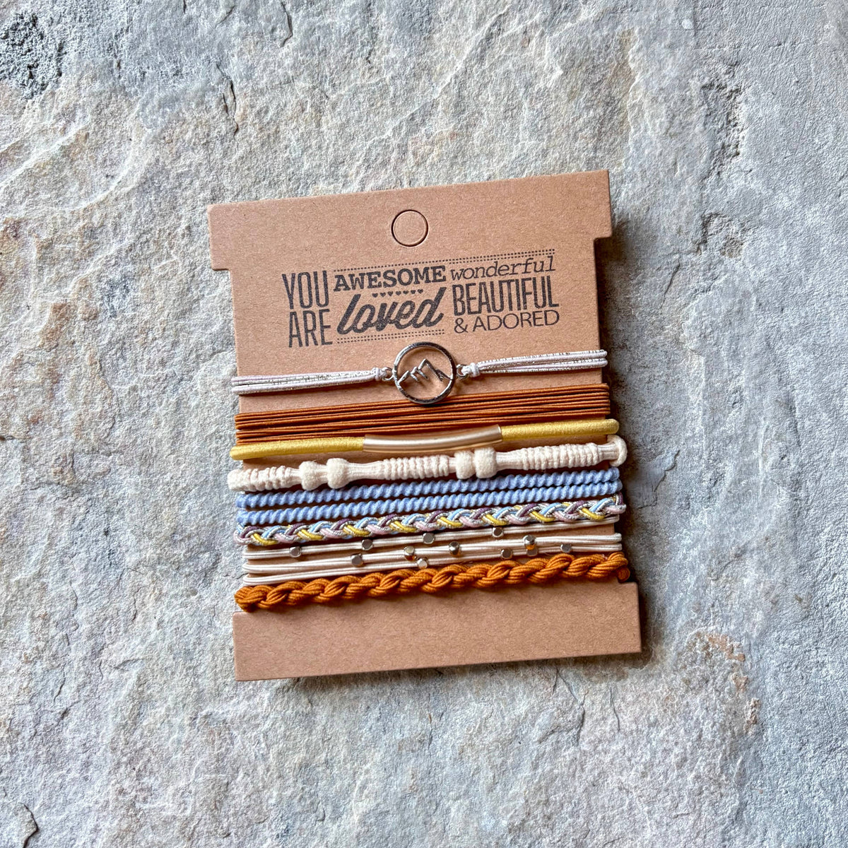 Charm Hair Ties on Kraft Card | Mountain Top (Burnt Orange)