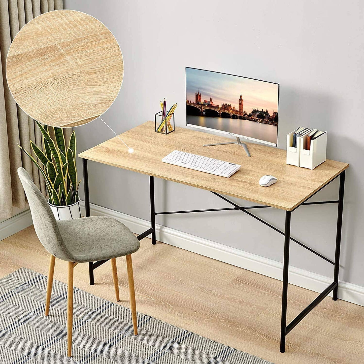 Modern Computer Desk – 47” Workstation with Metal Frame