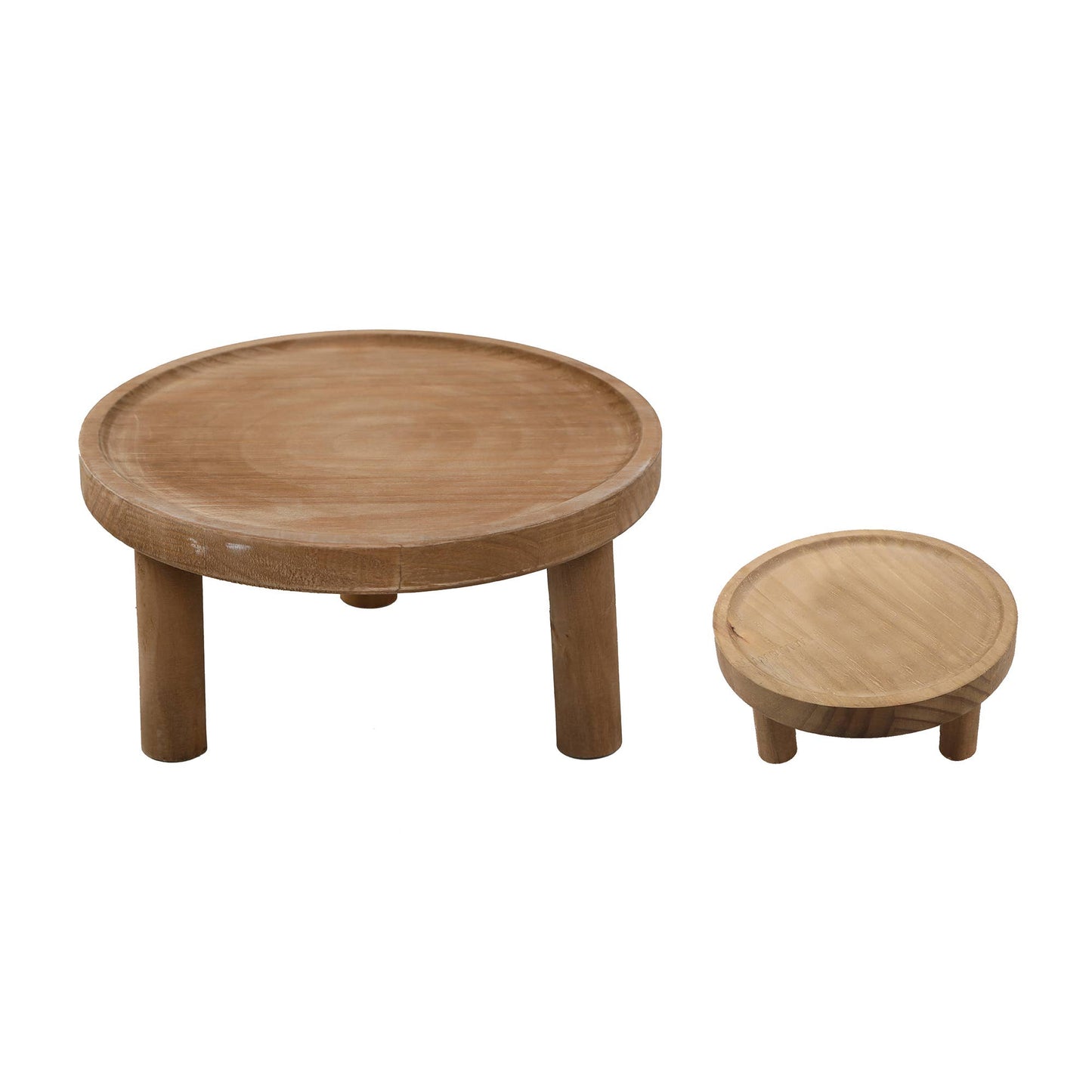 Set of 2 Wooden Risers for Display and Décor – Natural Wood