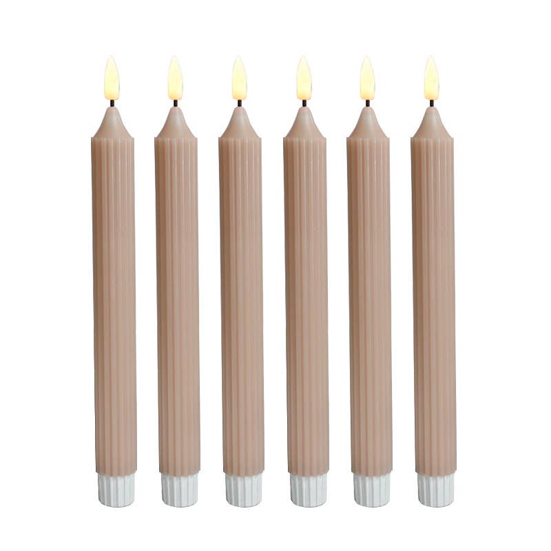 9.4 Inch Real Wax Flameless Striped Taper LED Candlesticks