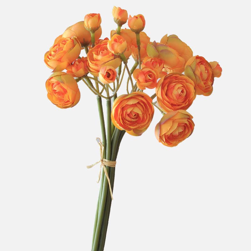 10''T Silk Baby Ranunculus Flower Bunch, 6 Stems/24 Blooms