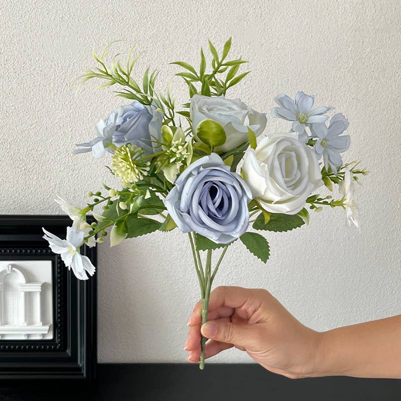 11''T Silk Mixed Floral Bunch, Roses/Daisies Flower Bush
