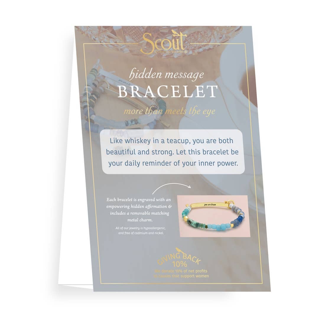 Hidden Message Bracelet - Badass/Larimar/Gold