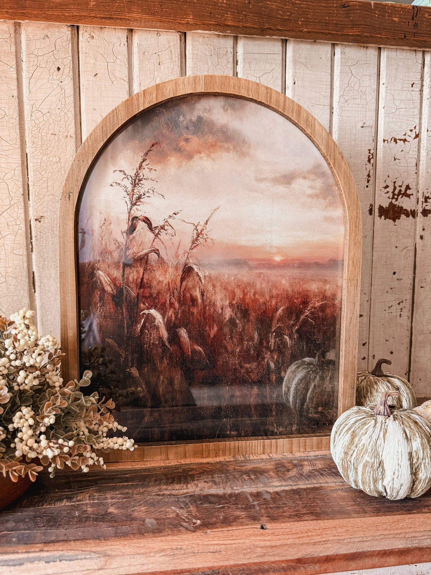 Framed Arch - Autumn Cornfield Sunset Print