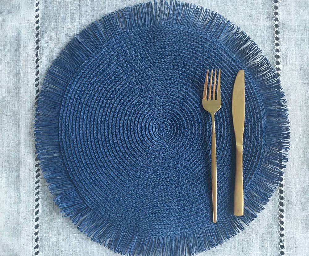 Handwoven Fringe Boho 15" Round Placemat