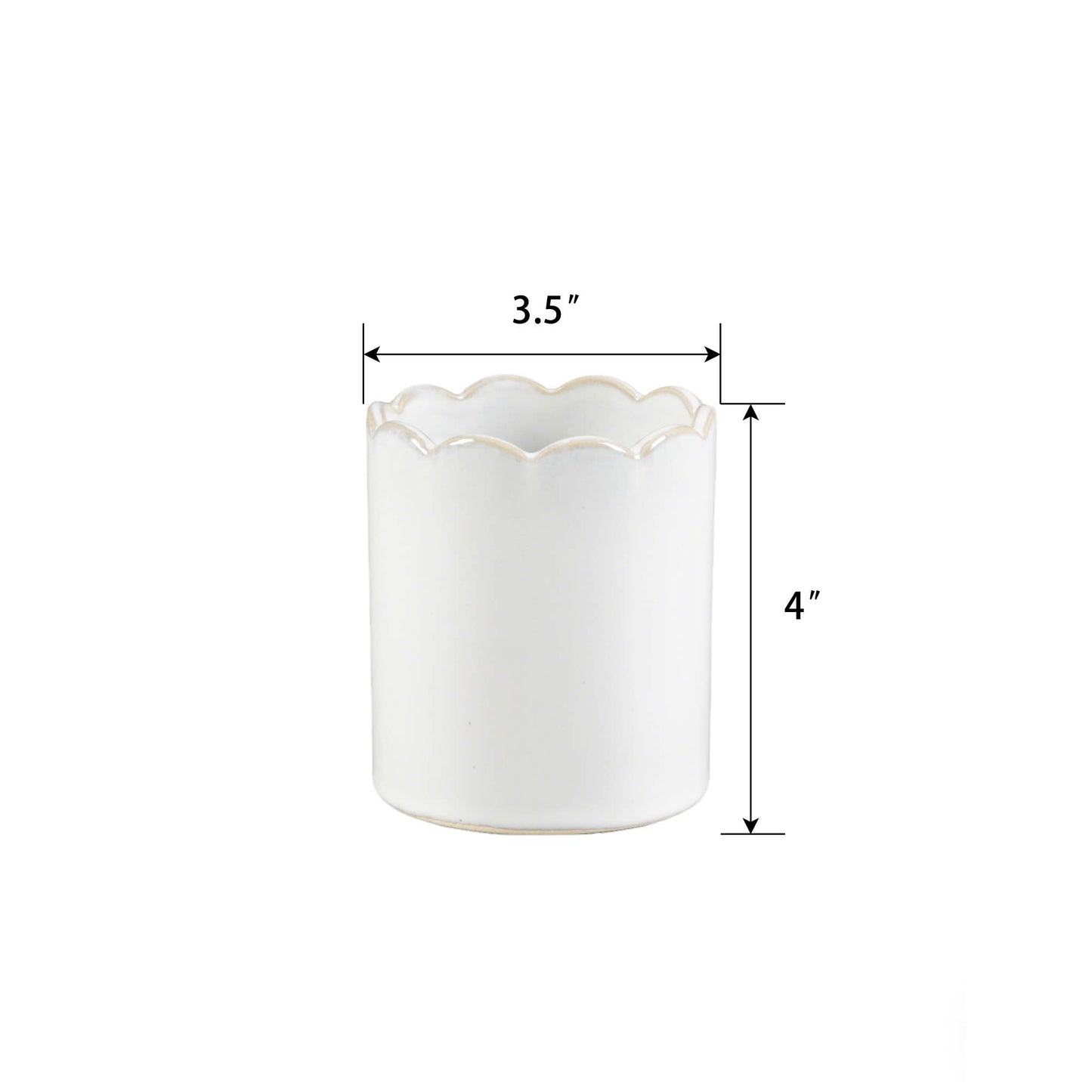 4"H Ceramic Scalloped Edge Pencil Holder