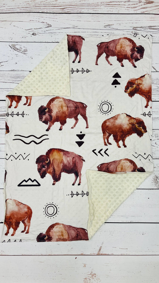 Baby Beige Minky Cows Blanket