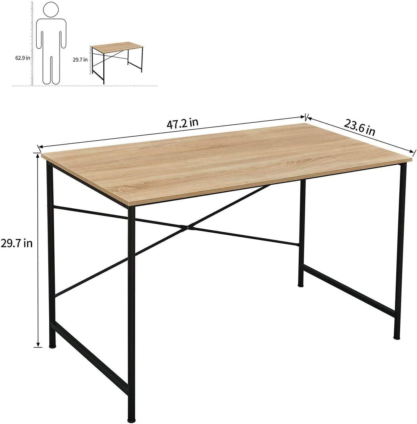 Modern Computer Desk – 47” Workstation with Metal Frame