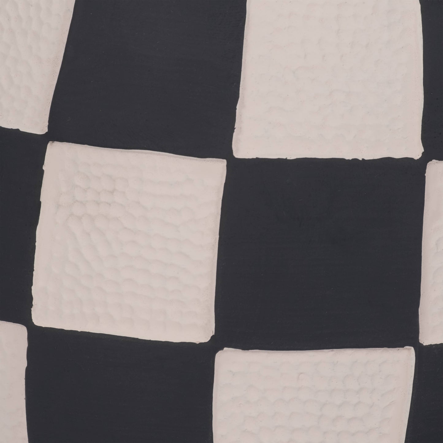 Planter - Black/White Pottery Checkerboard Rounded, 8 in.
