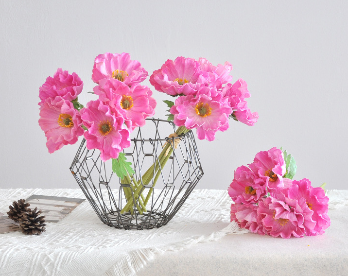 12‘’T Faux PU Real Touch Poppy Bunch, Spring Poppy Flowers
