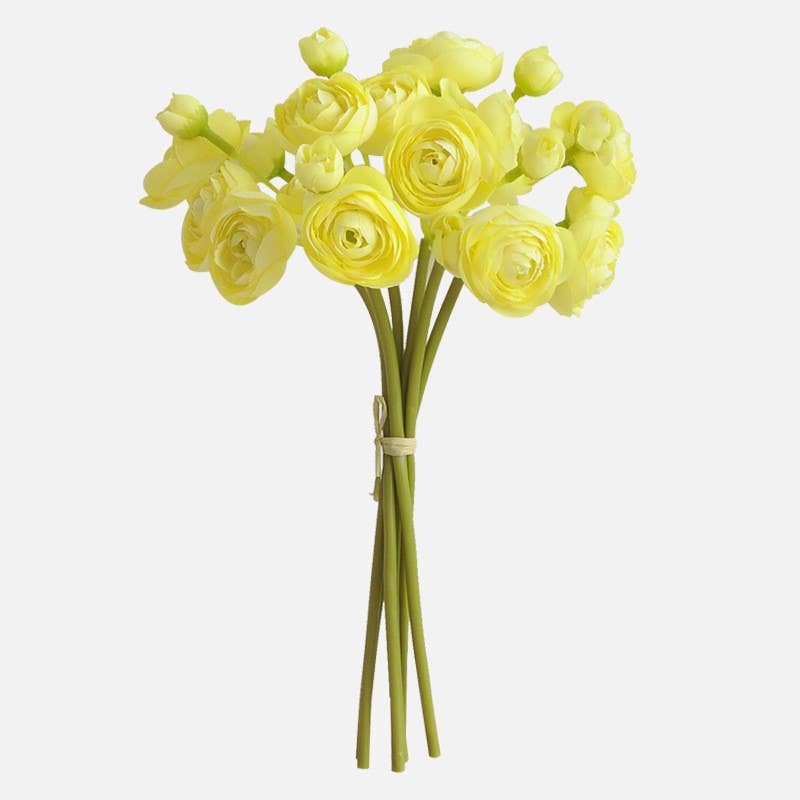 10''T Silk Baby Ranunculus Flower Bunch, 6 Stems/24 Blooms
