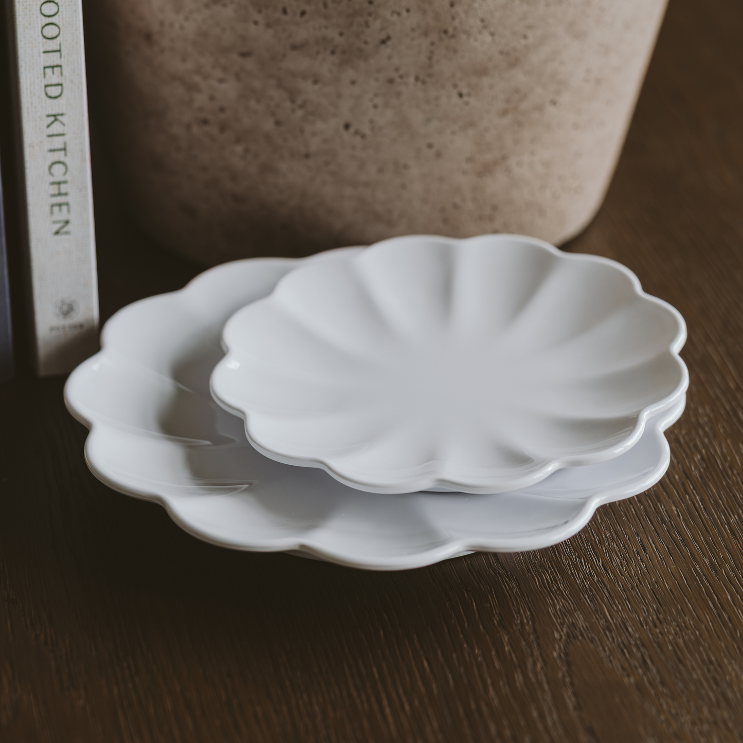 *NEW* White Scalloped Serving Tray Set of 2 - Home Decor