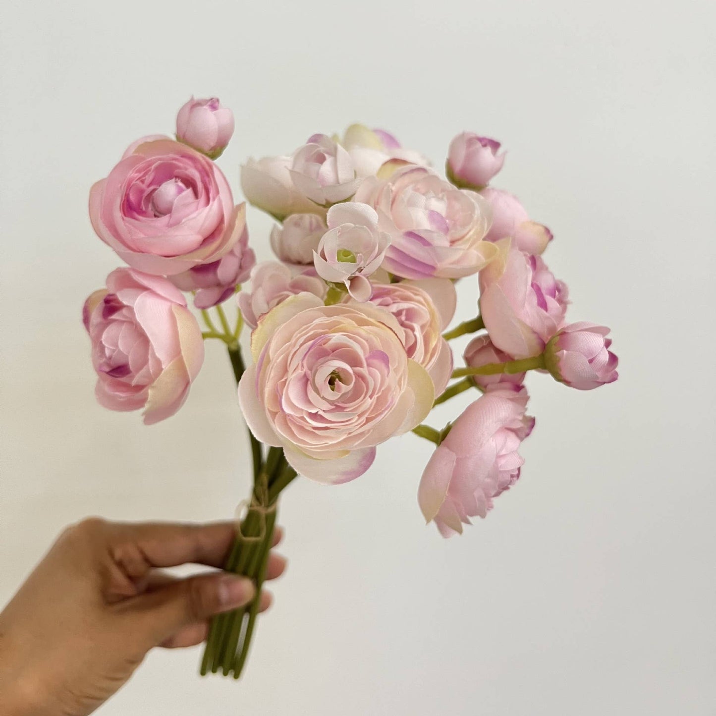 10''T Silk Baby Ranunculus Flower Bunch, 6 Stems/24 Blooms