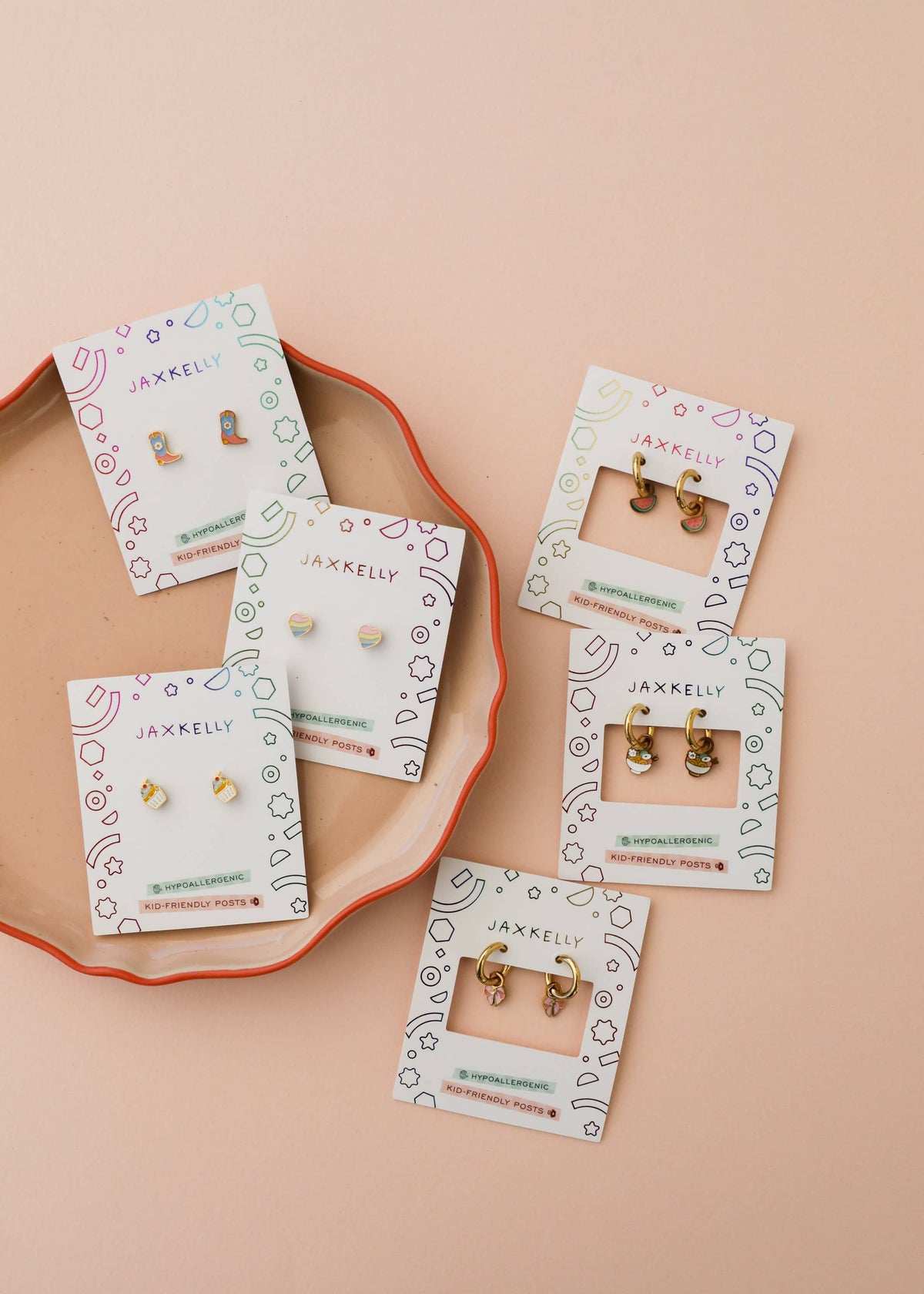 Boot Enamel Flat Back Kids Earrings
