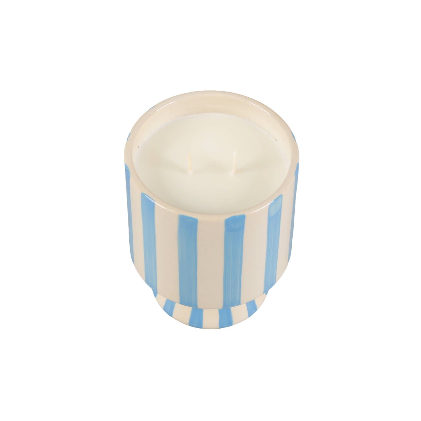 13 oz Blue Stripe Pedestal Glass Candle – Resort
