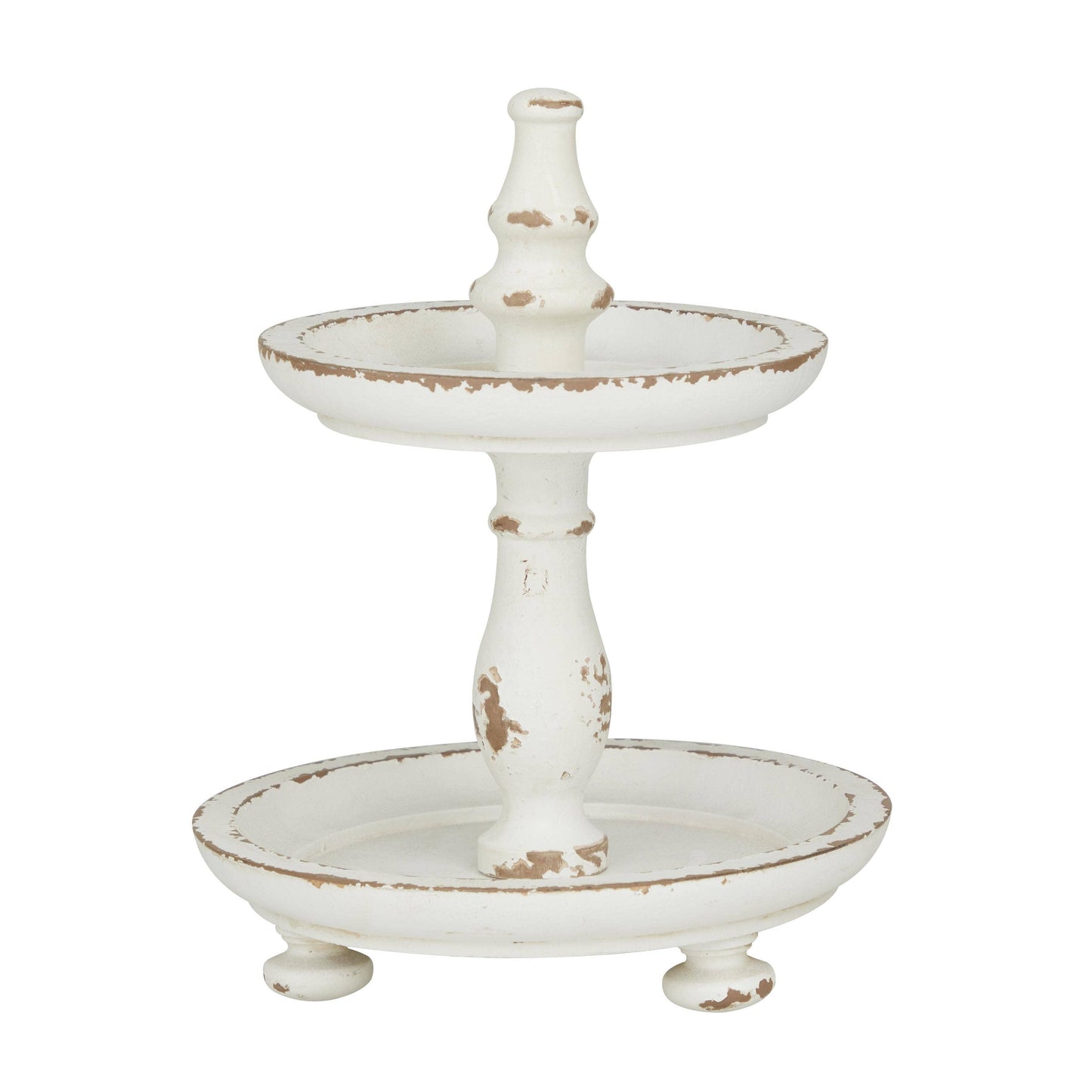 Country Cottage White Wood Tiered Server