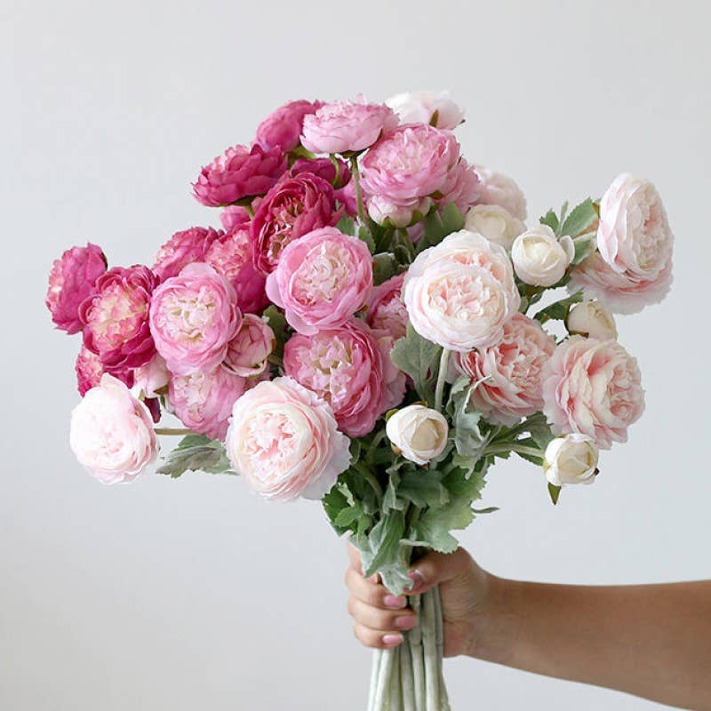 19'' Silk Ranunculus Single Spray Flowers, Spring Ranunculus